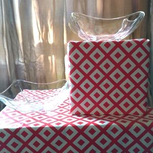 Set of two glass candy dishes